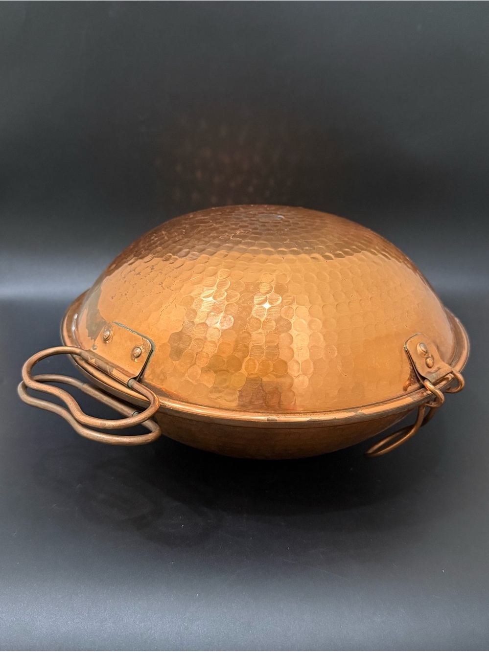 Vintage Portuguese Cataplana Hammered 10” Copper Cooking Vessel Steaming Pot